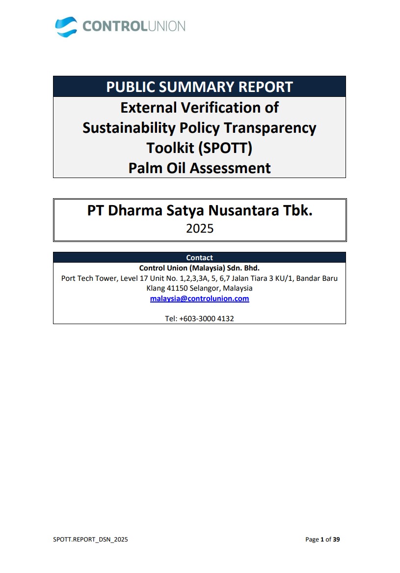 External Verification of Sustainability Policy Transparency Toolkit (SPOTT) Palm Oil Assessment 2024